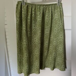Green patterned pull on slip skirt